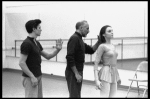 New York City Ballet production of "Afternoon of a Faun" Patricia McBride and Edward Villella in rehearsal room with Jerome Robbins, choreography by Jerome Robbins (New York)