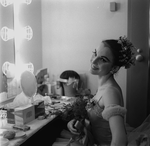 New York City Ballet dancer Patricia McBride in dressing room before "Raymonda Variations", choreography by George Balanchine (New York)