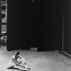 New York City Ballet dancer Patricia Neary ties her shoes at rehearsal (New York)