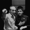 New York City Ballet production of "Swan Lake", George Balanchine discusses costumes with (Barbara) Karinska, choreography by George Balanchine (New York)