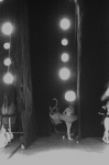New York City Ballet production of "Swan Lake" with dancer Patricia McBride waiting in wings, choreography by George Balanchine (New York)