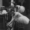 New York City Ballet dancers putting on toe shoes in the wings before "Swan Lake", choreography by George Balanchine (New York)