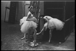 New York City Ballet dancer rubbing shoe in resin before "Swan Lake", choreography by George Balanchine (New York)