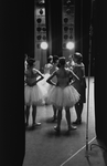 New York City Ballet dancers seen from wings getting notes before "Swan Lake", choreography by George Balanchine (New York)