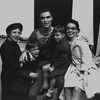 New York City Ballet dancer Jacques d'Amboise backstage with his mother and sister and his two sons, George and Christopher d'Amboise (New York)