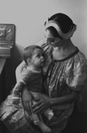 New York City Ballet dancer Jillana with her son in the dressing room (New York)