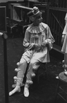 New York City Ballet production of "Illuminations" with dancer backstage sewing shoes, choreography by Frederick Ashton (New York)