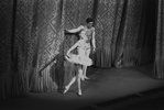 New York City Ballet production of "Jewels" ("Diamonds") Suzanne Farrell and Jacques d'Amboise take a bow in front of curtain, choreography by George Balanchine (New York)