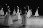 New York City Ballet production of "Serenade" with Allegra Kent at center, left is Susan Hendl and Delia Peters, choreography by George Balanchine (New York)