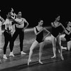 New York City Ballet production of "Agon" with Allegra Kent and Kay Mazzo in front, behind them are Arthur Mitchell and Paul Mejia, choreography by George Balanchine (New York)