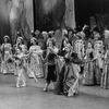 New York City Ballet production of "Firebird" Gelsey Kirkland takes a bow with Jacques d'Amboise and Gloria Govrin on opening night, choreography by George Balanchine (New York)