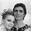 New York City Ballet production of "Theme and variations" close-up of Gelsey Kirkland and Edward Villella in costume, choreography by George Balanchine (New York)