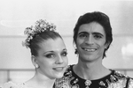 New York City Ballet production of "Theme and variations" close-up of Gelsey Kirkland and Edward Villella in costume, choreography by George Balanchine (New York)