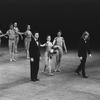 New York City Ballet production of "Concerto for Two Solo Pianos" with Gelsey Kirkland and John Clifford taking a bow with pianists Gordon Boelzner and Jerry Zimmerman, choreography by Richard Tanner (New York)