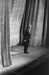 New York City Ballet production of "The Goldberg Variations" with Jerome Robbins in front of curtain, choreography by Jerome Robbins (New York)