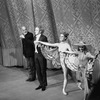 New York City Ballet production of "The Concert" Jerome Robbins, pianist Jerry Zimmerman, Sara Leland, Bettijane Sills take a bow in front of curtain, choreography by Jerome Robbins (New York)