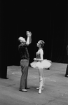 New York City Ballet, George Balanchine talks with Violette Verdy on stage (New York)