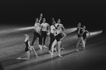 New York City Ballet production of "Agon" with Carol Sumner kneeling, Arthur Mitchell and Allegra Kent, Melissa Hayden, choreography by George Balanchine (New York)