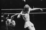 New York City Ballet production of "Duo Concertant" Kay Mazzo and Peter Martins rehearse on stage, choreography by George Balanchine (New York)