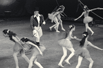 New York City Ballet production of "Circus Polka" with students from the School of American Ballet and Jerome Robbins as ringmaster, choreography by Jerome Robbins (New York)