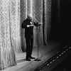 New York City Ballet Stravinsky Festival opening night, George Balanchine addresses audience (New York)