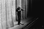 New York City Ballet Stravinsky Festival opening night, George Balanchine addresses audience (New York)