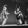 New York City Ballet production of "Pulcinella" with George Balanchine and Jerome Robbins (left) rehearsing as beggars, choreography by George Balanchine and Jerome Robbins (New York)