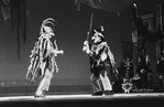 New York City Ballet production of "Pulcinella" with George Balanchine and Jerome Robbins (left) rehearsing as beggars, choreography by George Balanchine and Jerome Robbins (New York)