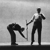 New York City Ballet production of "Pulcinella" with George Balanchine and Jerome Robbins (left) rehearsing as beggars, choreography by George Balanchine and Jerome Robbins (New York)