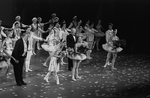 New York City Ballet production of "Cortege Hongrois" with Melissa Hayden taking a bow with conductor Robert Irving, Karin von Aroldingen, George Balanchine, this performance marked her retirement, choreography by George Balanchine (New York)