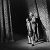 New York City Ballet production of "L'Enfant et les Sortilèges", with Paul Offenkranz as The Child taking a bow in front of curtain with George Balanchine, choreography by George Balanchine (New York)