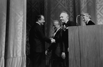 New York City Ballet - George Balanchine receives the Medal of Honor from French Ambassador Jacques Kosciusko-Morizet, Angier Biddle Duke (for Mayor Beame) (New York)