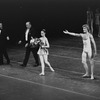 New York City Ballet production of "In G Major" with Suzanne Farrell and Peter Martins take a bow with pianist Gordon Boelzner and conductor Robert Irving, choreography by Jerome Robbins (New York)