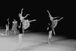 New York City Ballet production of "Bournonville Divertissements" with Judith Fugate and Jean-Pierre Frohlich in the foreground, choreography by August Bournonville, staged by Stanley Williams (New York)