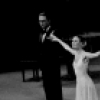 New York City Ballet production of "Sonatine": Patricia McBride and Jean-Pierre Bonnefous take a bow with pianist Gordon Boelzner, choreography by George Balanchine (New York)