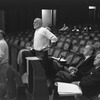 New York City Ballet production of "Tricolore" Jerome Robbins and conductor Robert Irving, seated are composer Georges Auric and conductor Hugo Fiorato (New York)