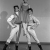 New York City Ballet production of "Tricolore" (Part 2) Steven Caras and Richard Tanner pose in costume with Laura Flagg, choreography by Jean-Pierre Bonnefous (New York)