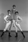 New York City Ballet production of "Tricolore" (Part 2) Steven Caras and Richard Tanner pose in costume with Laura Flagg, choreography by Jean-Pierre Bonnefous (New York)