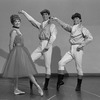 New York City Ballet production of "Tricolore" (Part 2) Steven Caras and Richard Tanner pose in costume with Laura Flagg, choreography by Jean-Pierre Bonnefous (New York)