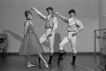 New York City Ballet production of "Tricolore" (Part 2) Steven Caras and Richard Tanner pose in costume with Laura Flagg, choreography by Jean-Pierre Bonnefous (New York)