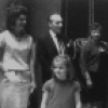 The Kennedy children visit backstage after a New York City Ballet performance of "Nutcracker", Jacqueline Kennedy with George Balanchine and Suzanne Farrell (hands clasped), Caroline Kennedy in front of Balanchine.
