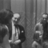 The Kennedy children visit backstage after a New York City Ballet performance of "Nutcracker", Jacqueline Kennedy, George Balanchine, Caroline Kennedy, designer Rouben Ter Arutunian, dancers Allegra Kent and Jacques d'Amboise.