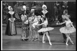 New York City Ballet production of "Sleeping Beauty", a court scene in Act I showing presentation of the baby, choreography by Peter Martins (after Marius Petipa) (New York)