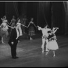 New York City Ballet production of "Coppelia" conductor Robert Irving takes a bow with Patricia McBride and Helgi Tomasson, choreography by George Balanchine and Alexandra Danilova after Marius Petipa (New York)