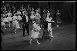 New York City Ballet production of "Coppelia" conductor Robert Irving takes a bow with Patricia McBride, Alexandra Danilova and Helgi Tomasson, choreography by George Balanchine and Alexandra Danilova after Marius Petipa (New York)