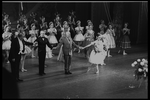 New York City Ballet production of "Coppelia" bows with conductor Robert Irving, designer Rouben Ter-Arutunian, George Balanchine, Patricia McBride, Helgi Tomasson, choreography by George Balanchine and Alexandra Danilova after Marius Petipa (New York)