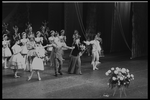 New York City Ballet production of "Coppelia" bows with Patricia McBride, George Balanchine, Alexandra Danilova and Helgi Tomasson, choreography by George Balanchine and Alexandra Danilova after Marius Petipa (New York)