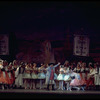 New York City Ballet production of "Coppelia"; scene from Act I with Michael Arshansky, Patricia McBride as Swanilda and Helgi Tomasson as Franz, choreography by George Balanchine and Alexandra Danilova after Marius Petipa (Saratoga)