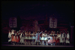 New York City Ballet production of "Coppelia"; scene from Act I with Michael Arshansky, Patricia McBride as Swanilda and Helgi Tomasson as Franz, choreography by George Balanchine and Alexandra Danilova after Marius Petipa (Saratoga)