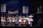 New York City Ballet production of "Coppelia"; scene from Act I with Michael Arshansky, Patricia McBride as Swanilda and Helgi Tomasson as Franz, choreography by George Balanchine and Alexandra Danilova after Marius Petipa (Saratoga)